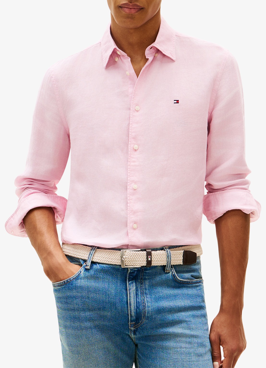 Tommy Hilfiger Regular fit overhemd van linnen - detail 3 roze