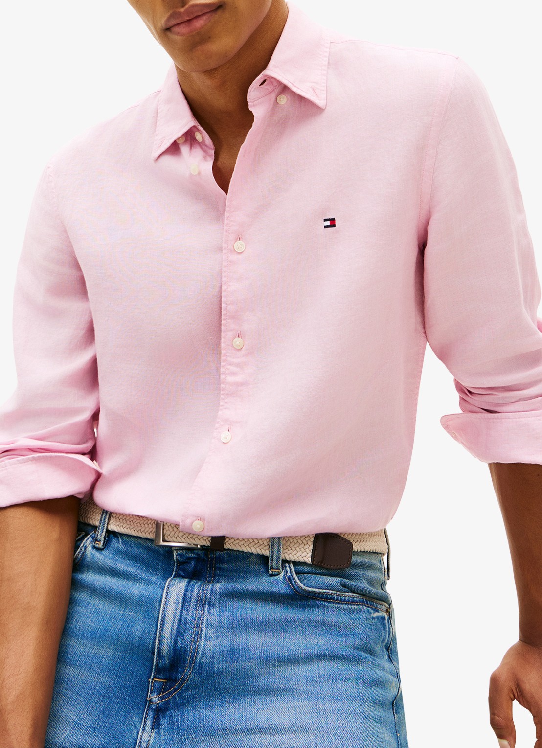 Tommy Hilfiger Regular fit overhemd van linnen - detail 4 roze