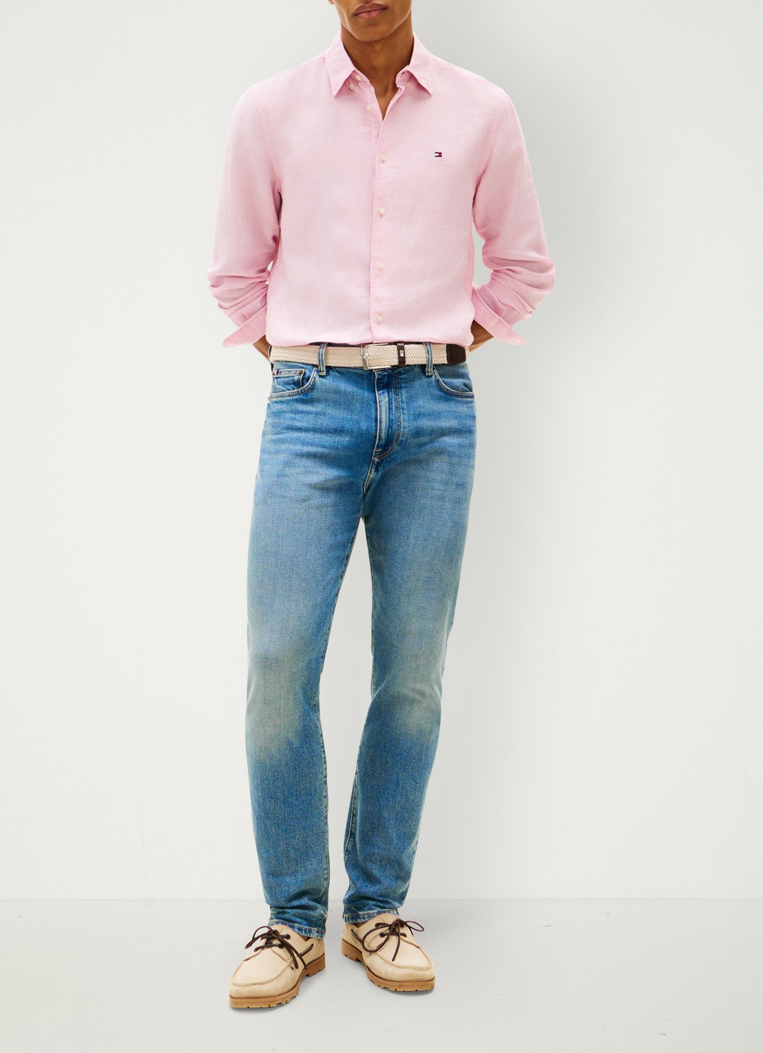 Tommy Hilfiger Regular fit overhemd van linnen - voorkant 2 roze