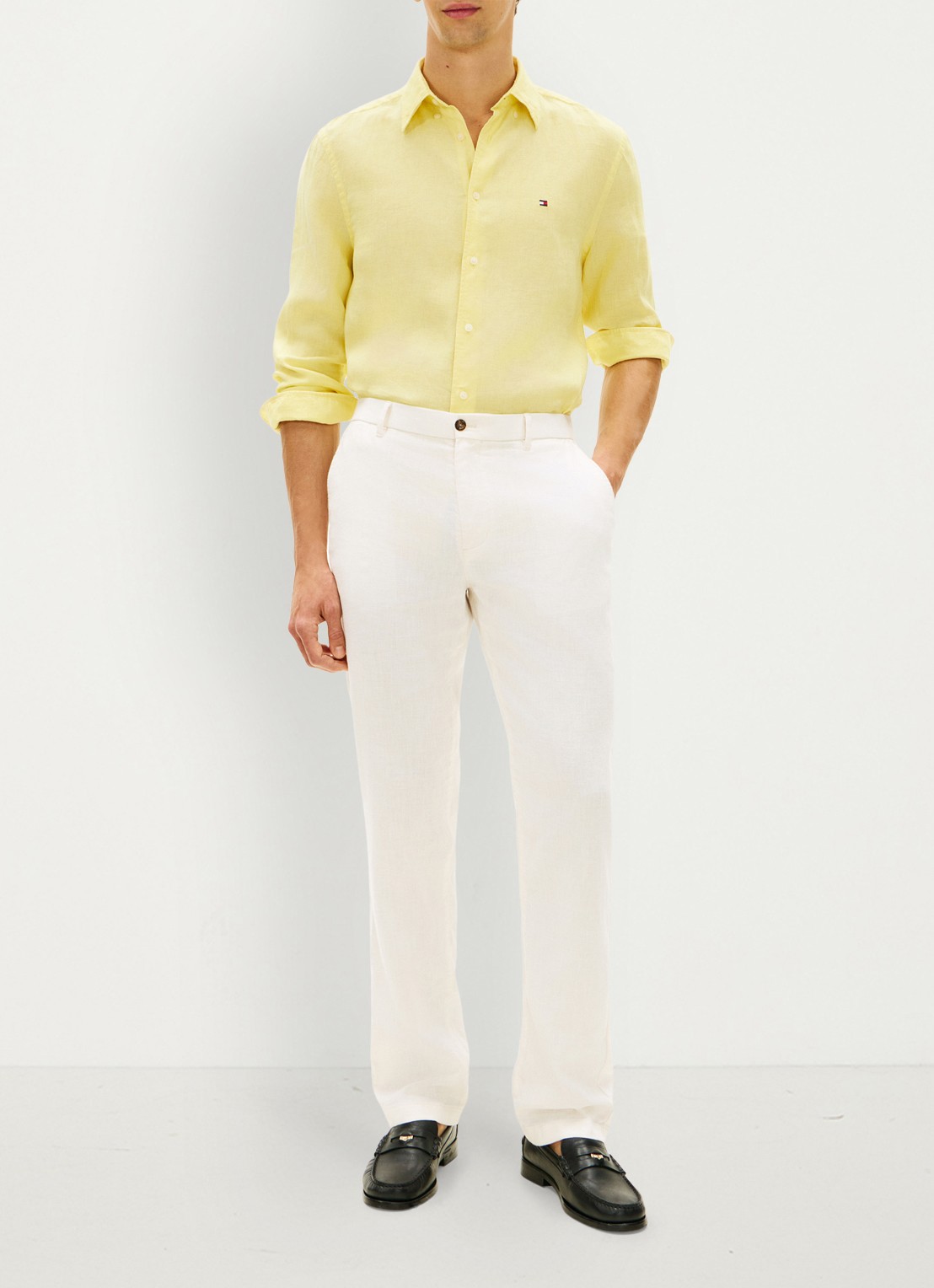 Tommy Hilfiger Regular fit overhemd van linnen - voorkant 5 geel