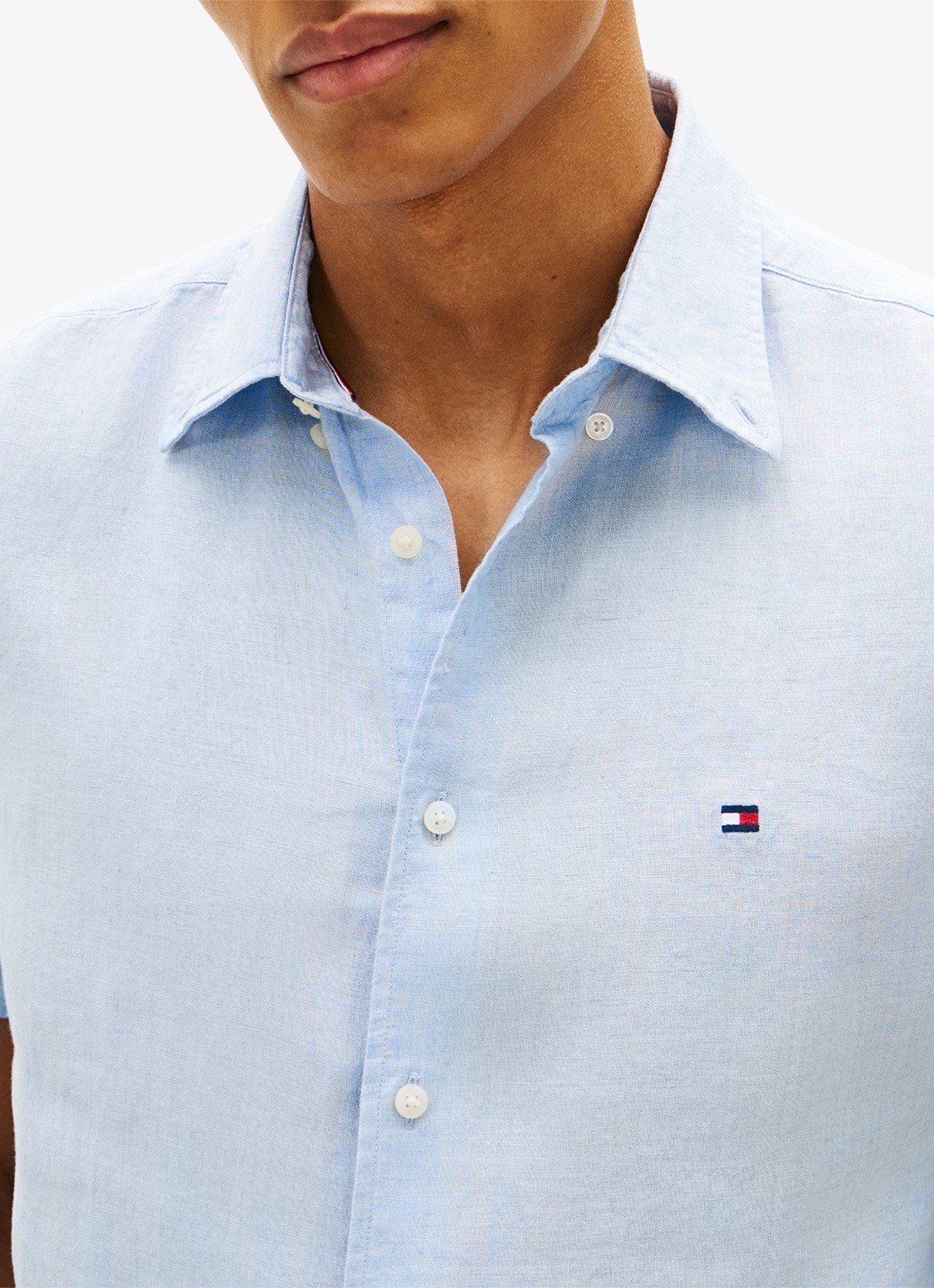 Tommy Hilfiger Regular fit overhemd van linnen - detail 5 lichtblauw