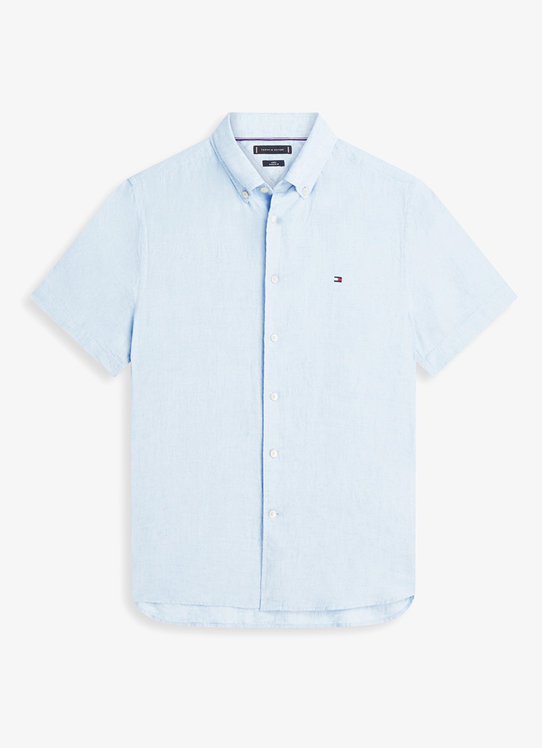 Tommy Hilfiger Regular fit overhemd van linnen - voorkant 2 lichtblauw
