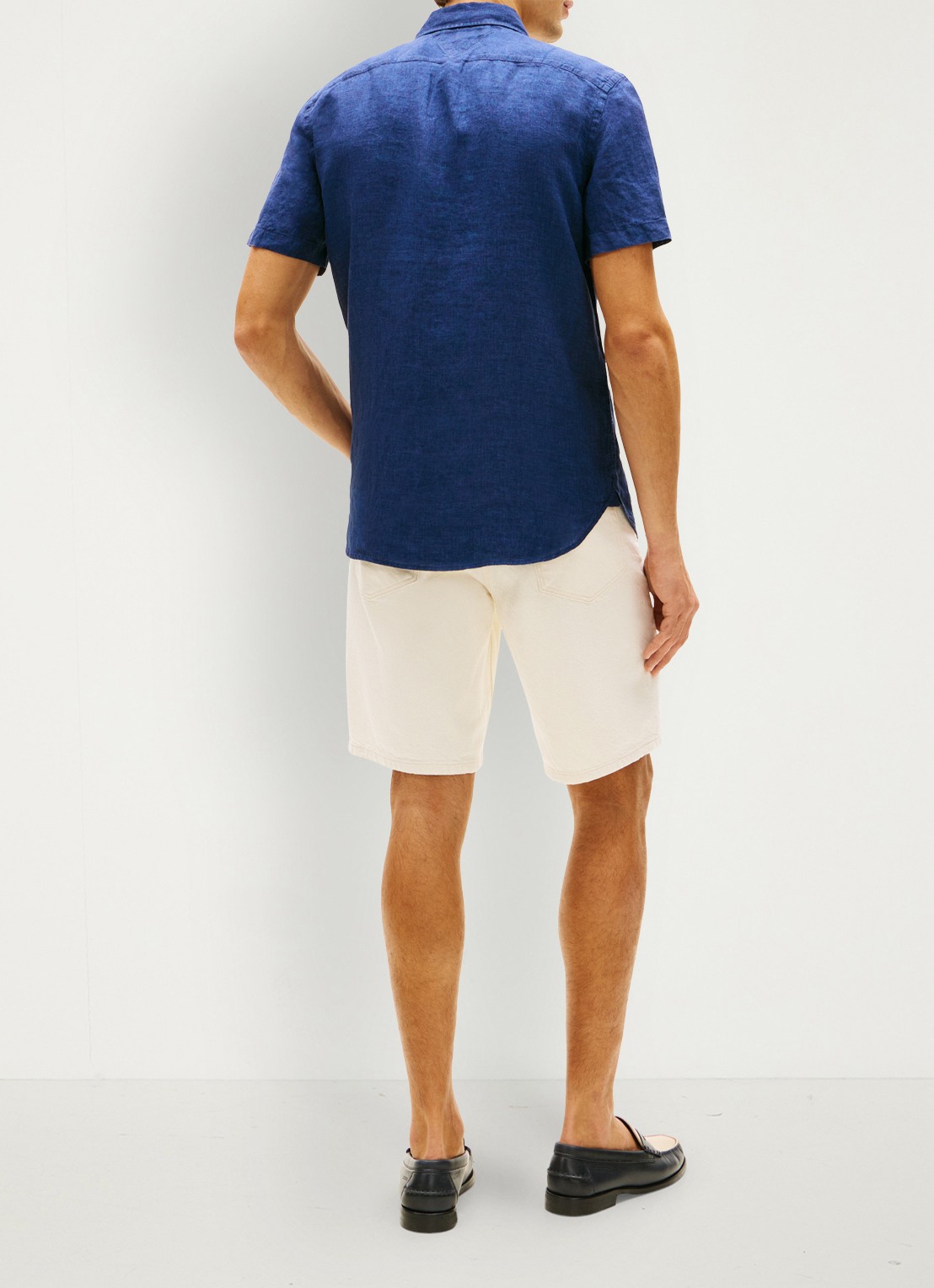 Tommy Hilfiger Regular fit overhemd van linnen - achterkant donkerblauw