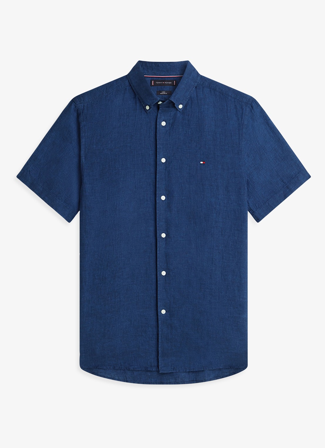 Tommy Hilfiger Regular fit overhemd van linnen - voorkant 2 donkerblauw