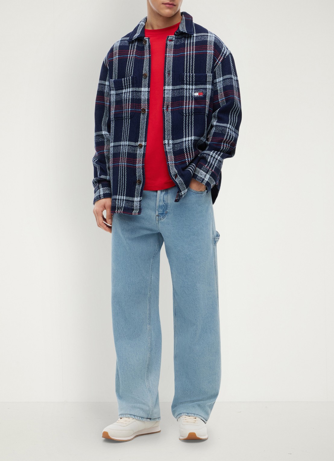 Tommy Hilfiger Regular fit overshirt met geruit dessin - voorkant 4 donkerblauw