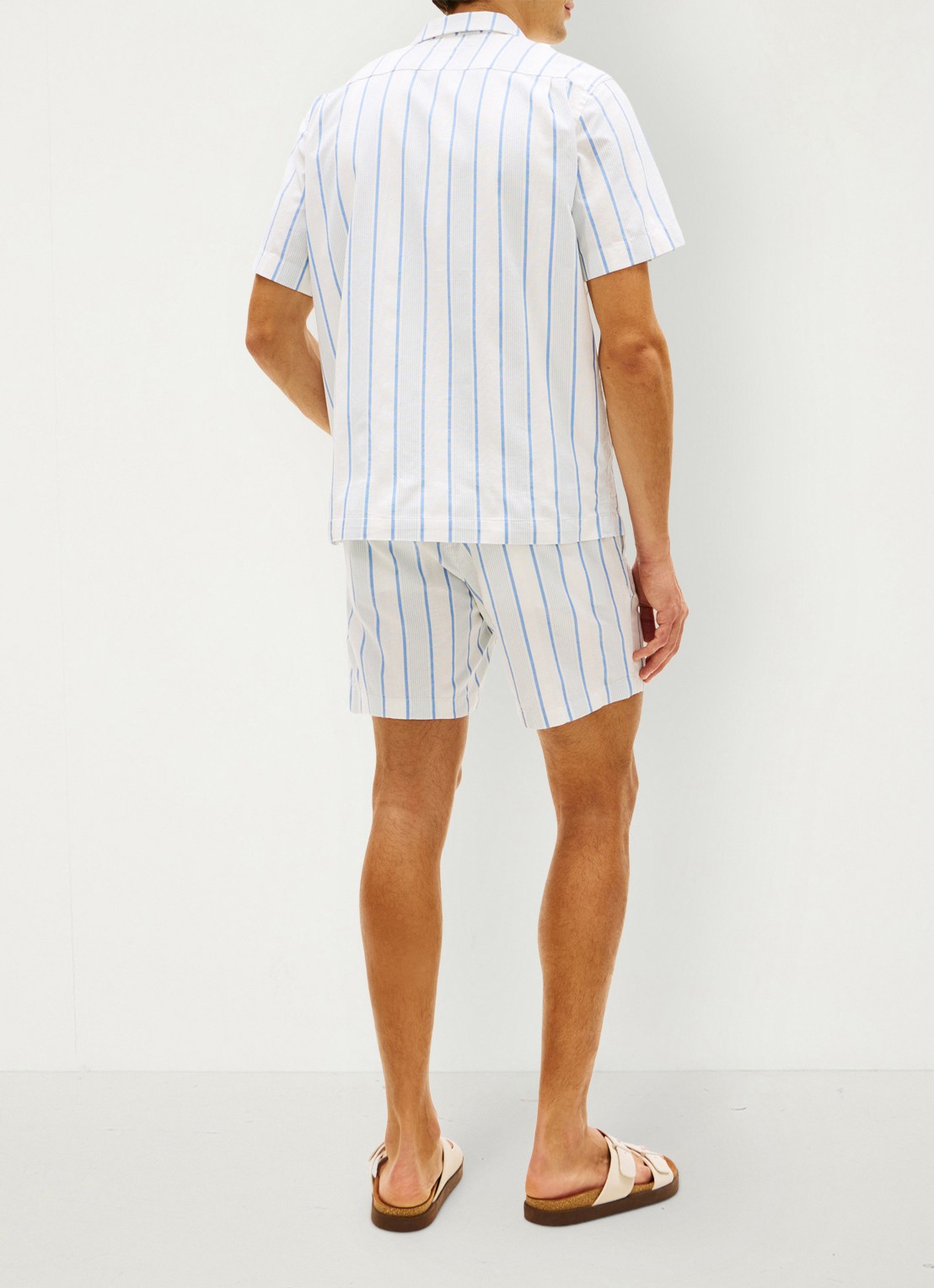 Tommy Hilfiger Regular fit overshirt met streepprint - achterkant blauw