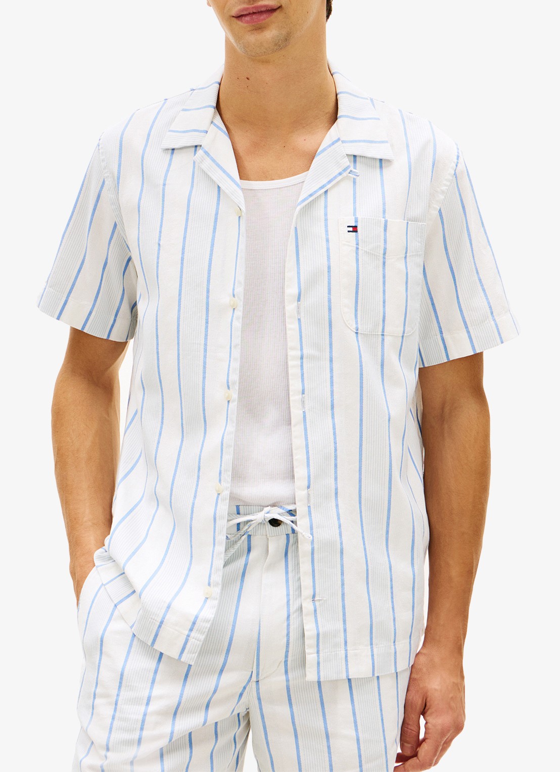 Tommy Hilfiger Regular fit overshirt met streepprint - detail 2 blauw