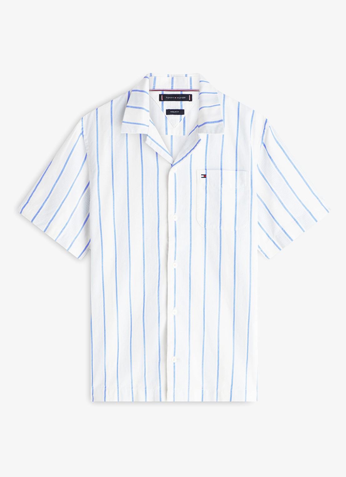 Tommy Hilfiger Regular fit overshirt met streepprint - voorkant 4 blauw