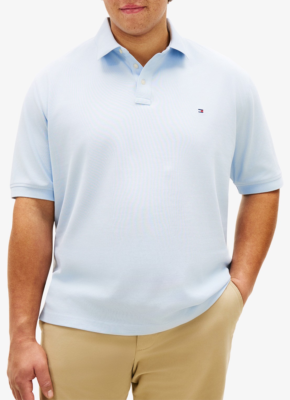 Tommy Hilfiger Regular fit polo in katoenblend - detail 4 lichtblauw