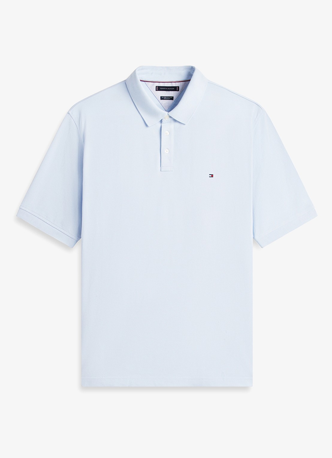 Tommy Hilfiger Regular fit polo in katoenblend - voorkant lichtblauw