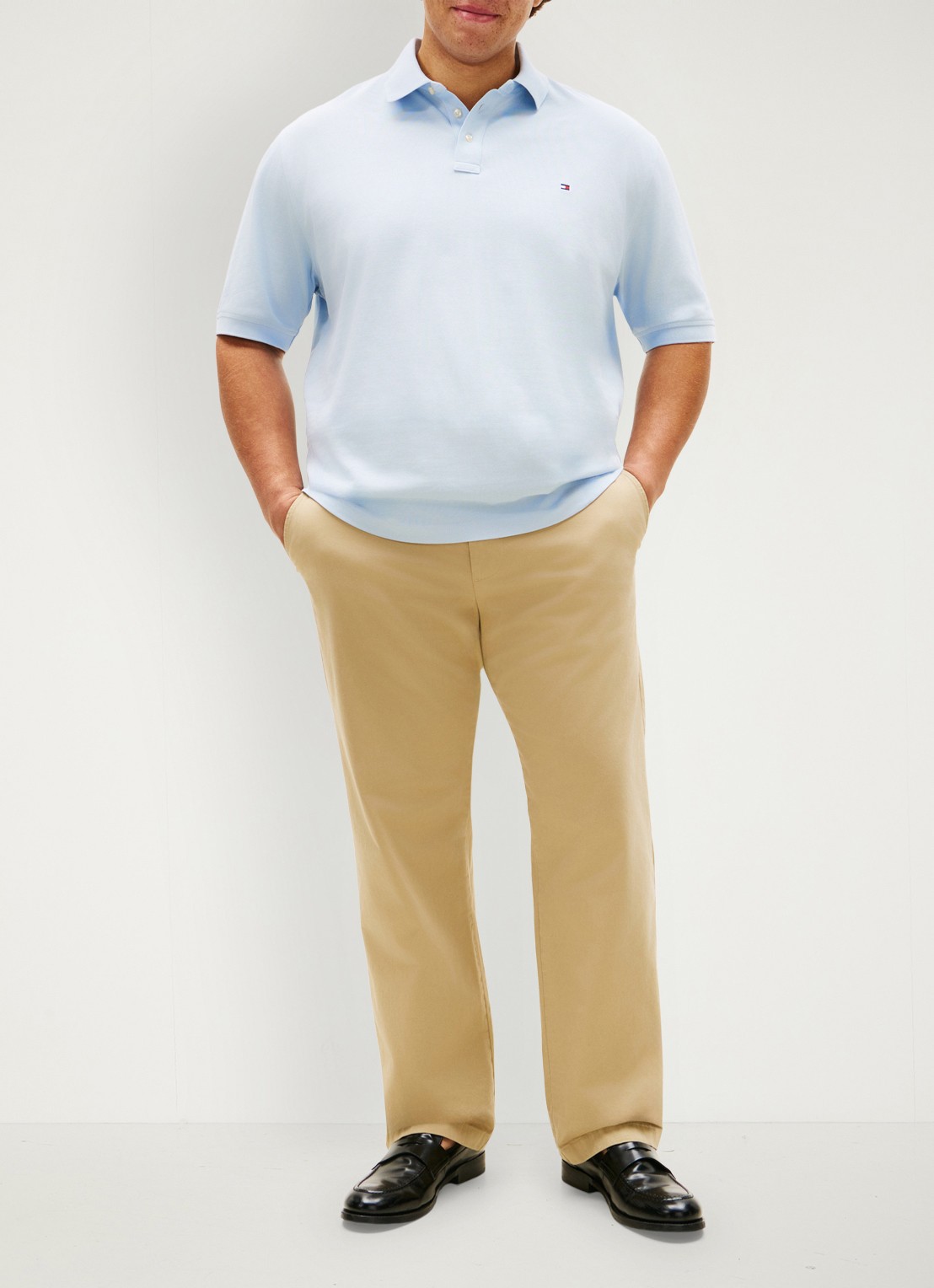 Tommy Hilfiger Regular fit polo in katoenblend - voorkant 2 lichtblauw