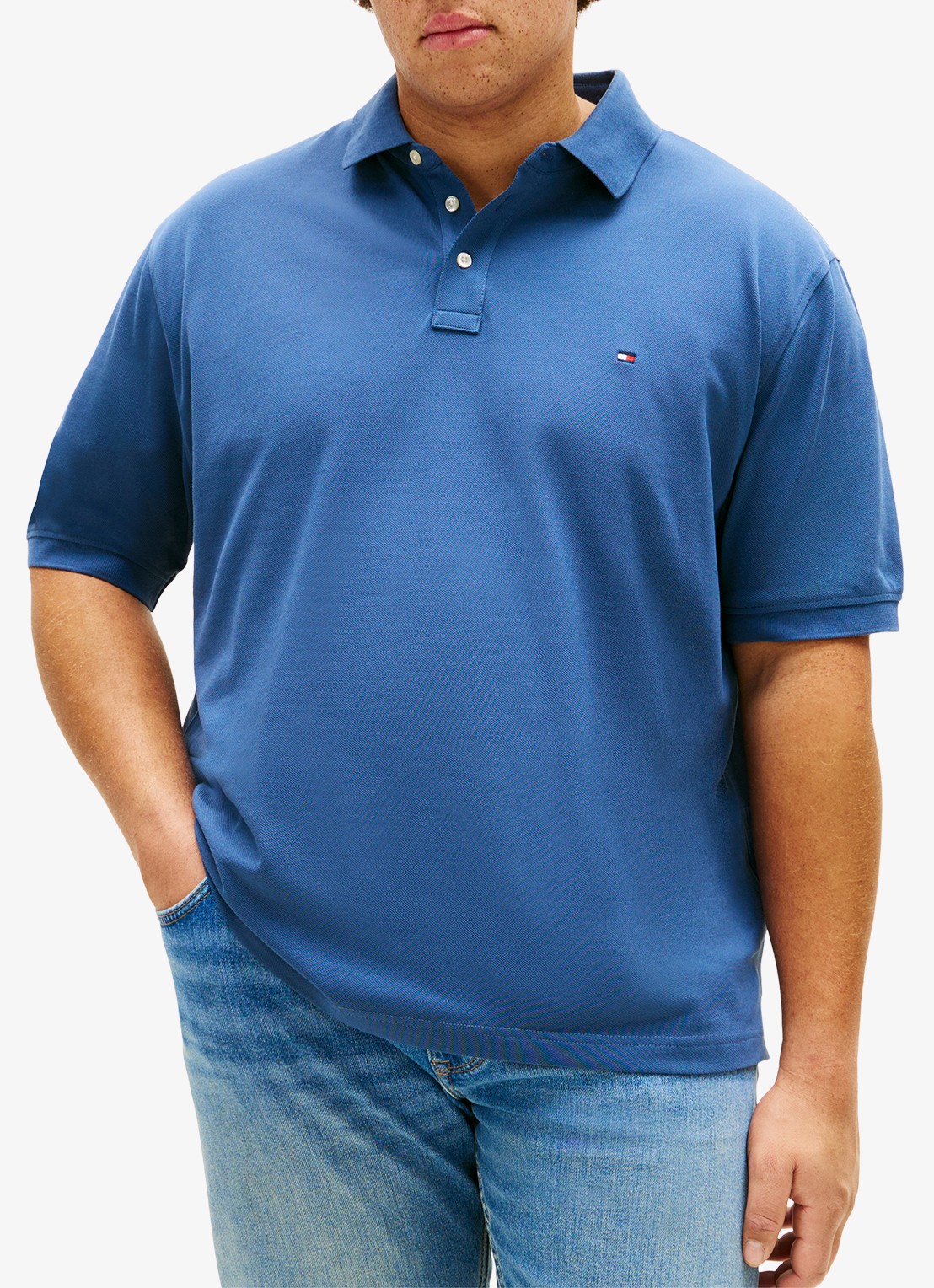 Tommy Hilfiger Regular fit polo in katoenblend - detail 4 zeegroen