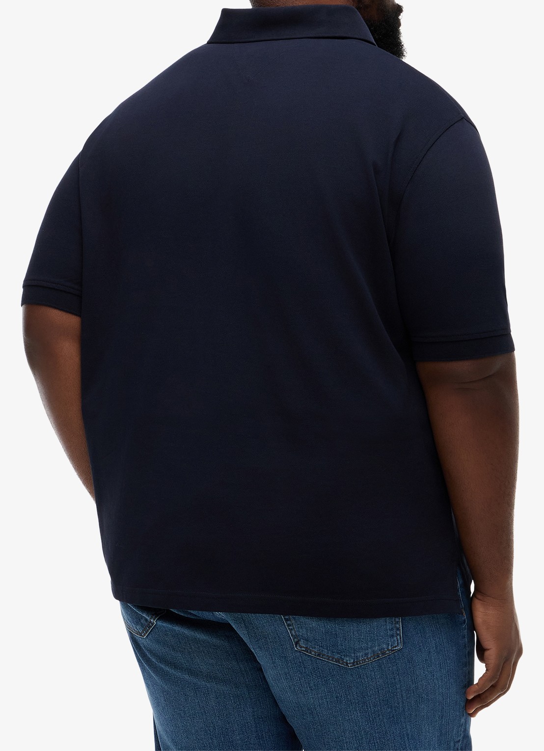 Tommy Hilfiger Regular fit polo in katoenblend - achterkant 5 donkerblauw