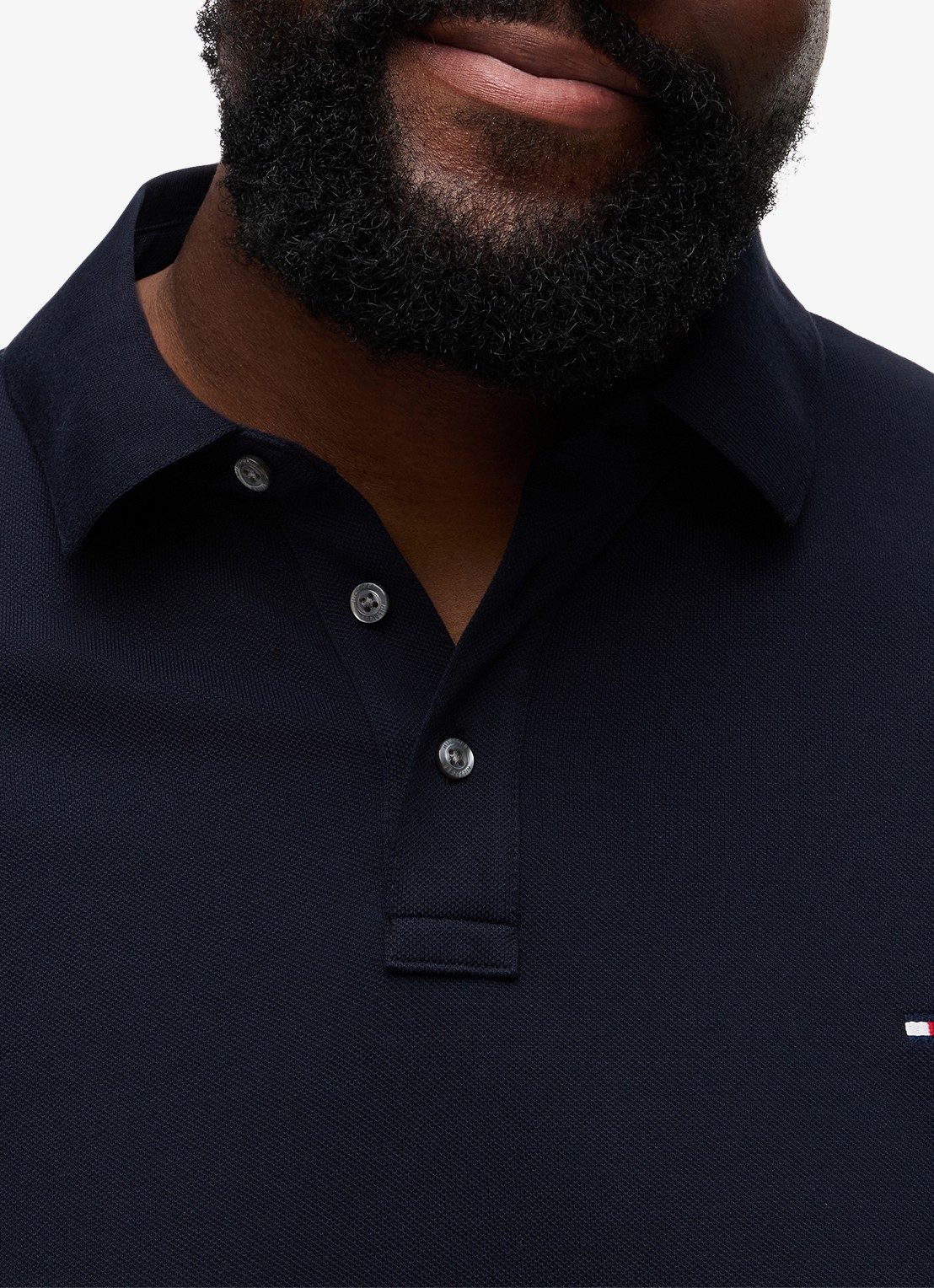 Tommy Hilfiger Regular fit polo in katoenblend - detail 2 donkerblauw