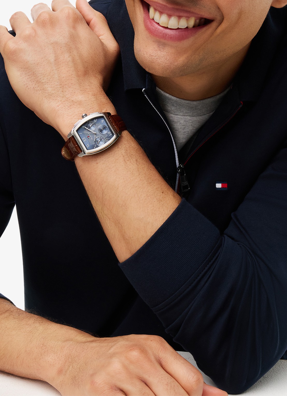 Tommy Hilfiger Regular fit polo met halve rits - detail 5 donkerblauw