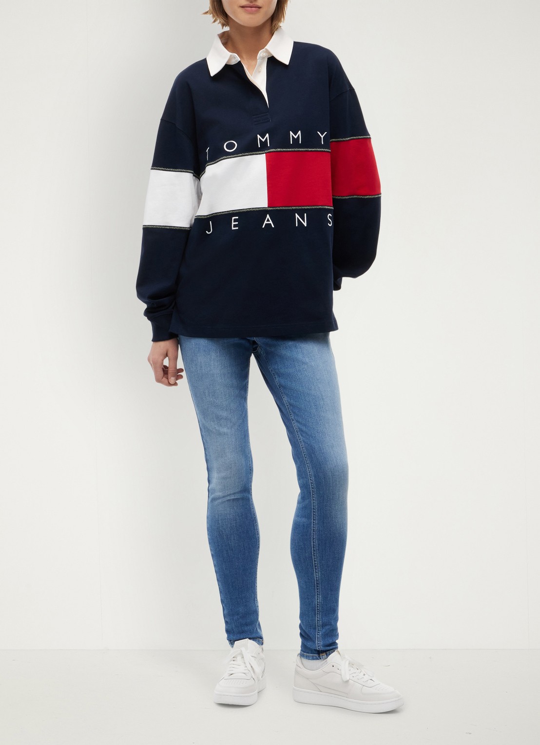 Tommy Hilfiger Regular fit polo met logo - voorkant 2 donkerblauw