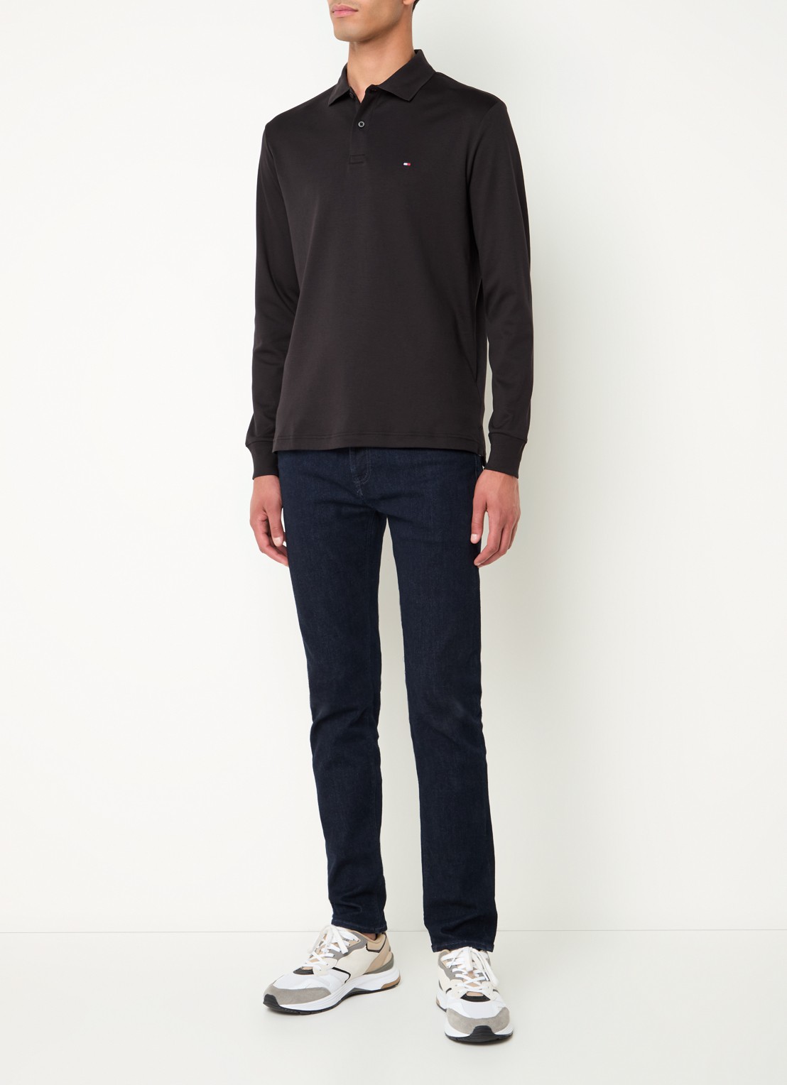 Tommy Hilfiger Regular fit polo met logo - voorkant 3 zwart