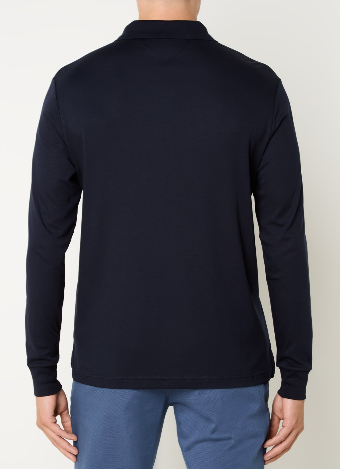 Tommy Hilfiger Regular fit polo met logo - achterkant 4 donkerblauw