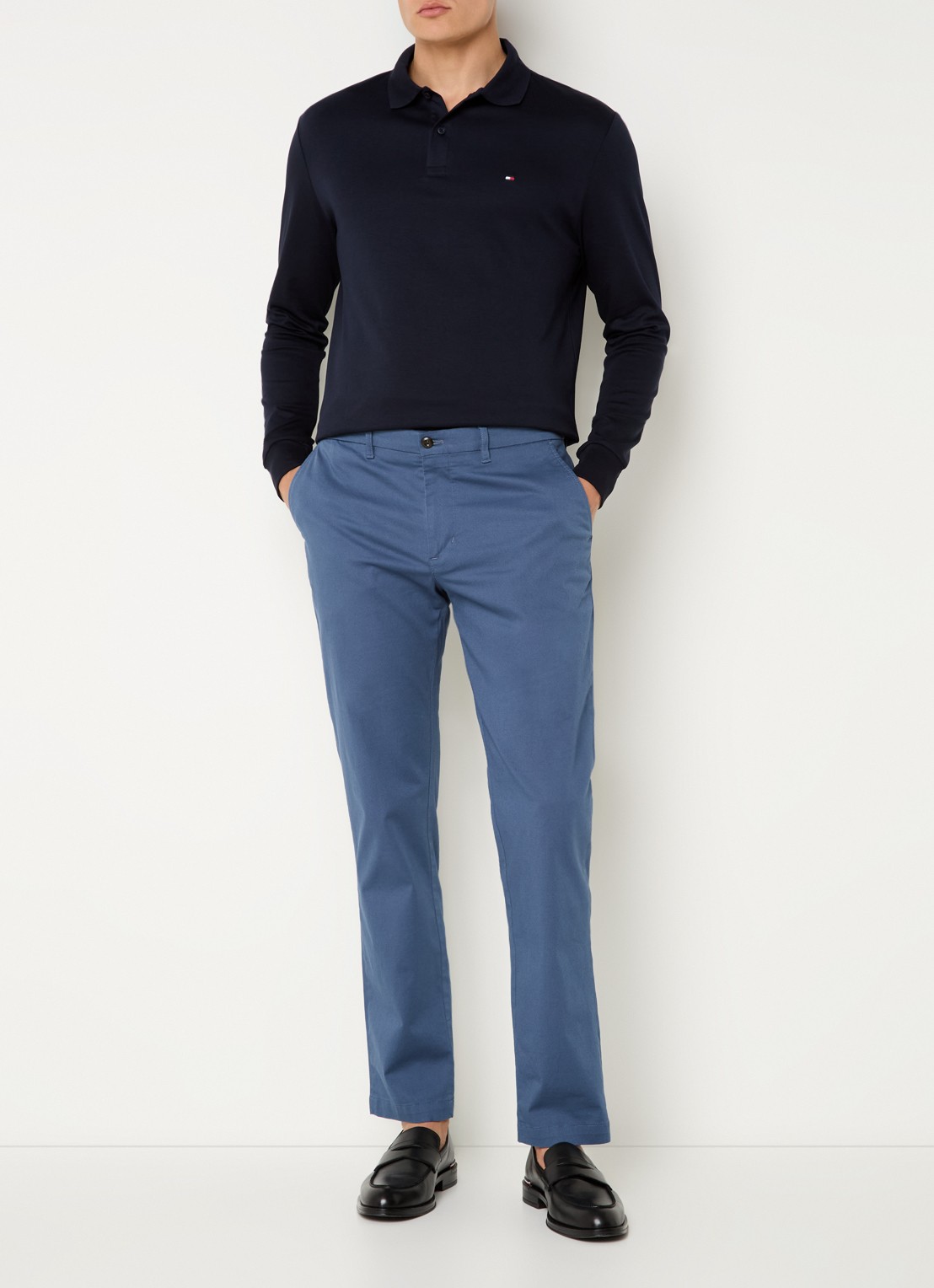 Tommy Hilfiger Regular fit polo met logo - voorkant 2 donkerblauw