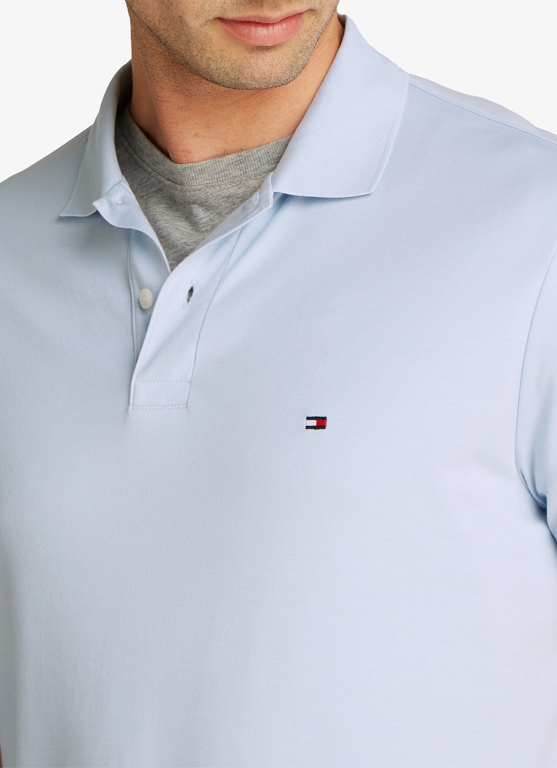 Tommy Hilfiger Regular fit polo met logo - detail 2 staalblauw