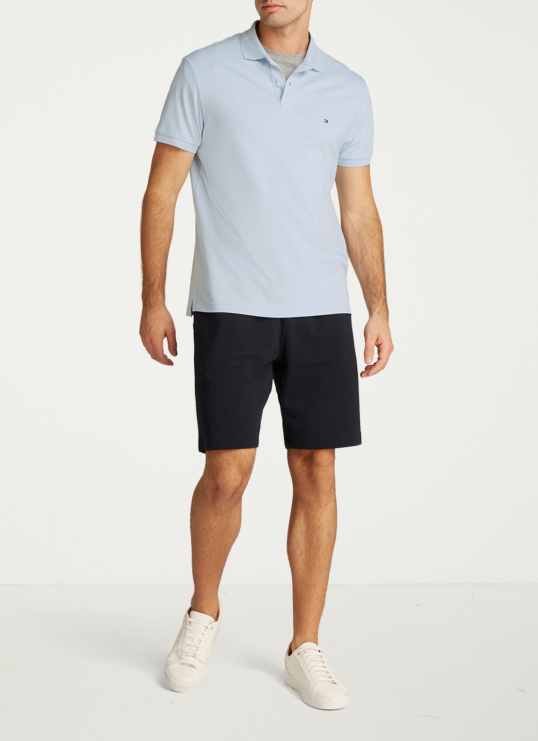 Tommy Hilfiger Regular fit polo met logo - voorkant 6 staalblauw