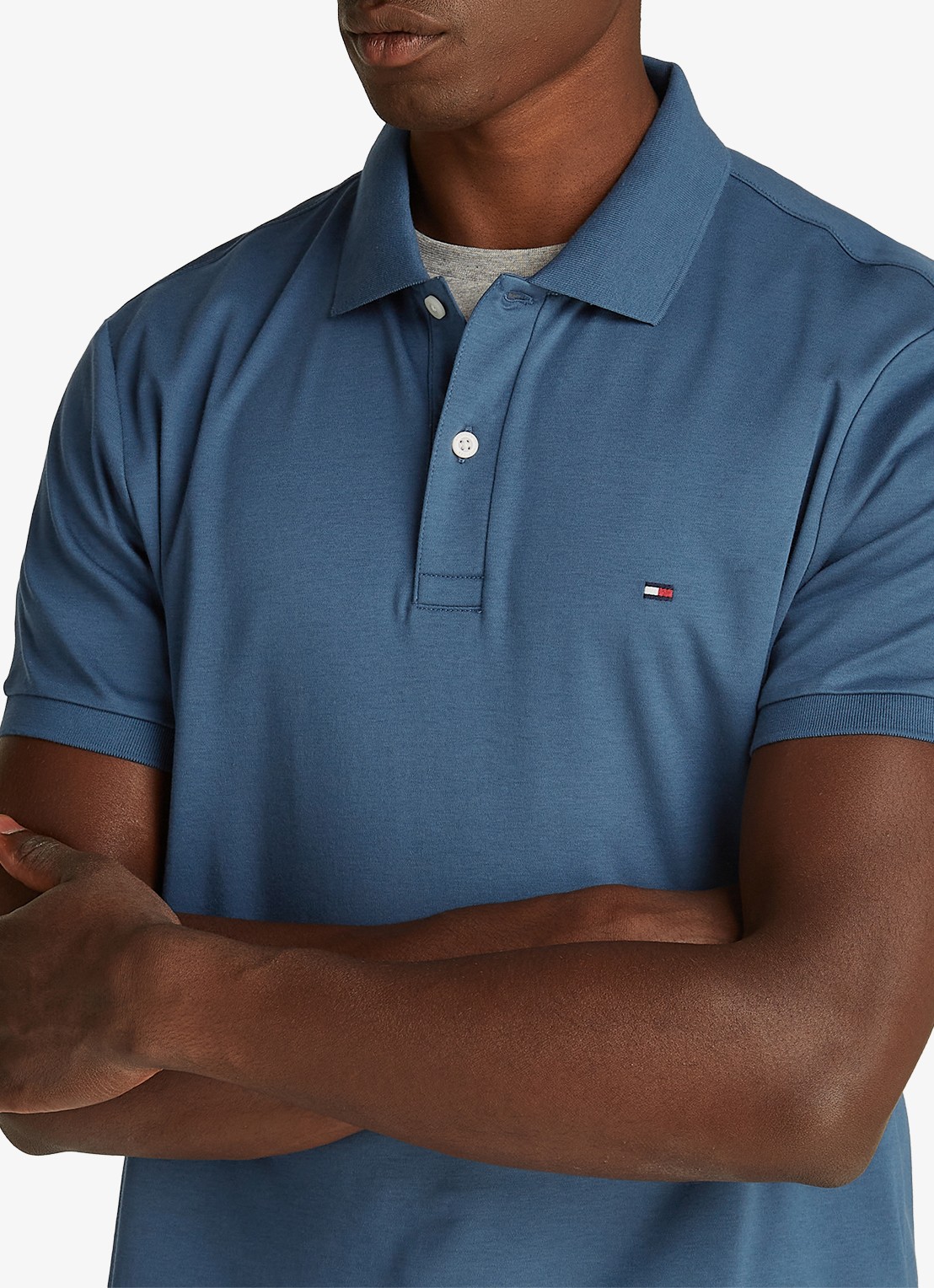 Tommy Hilfiger Regular fit polo met logo - detail 4 staalblauw