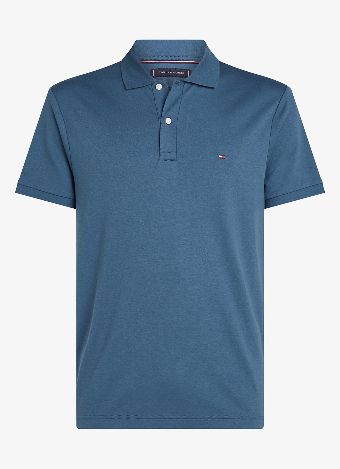 Tommy Hilfiger Regular fit polo met logo - voorkant 7 staalblauw