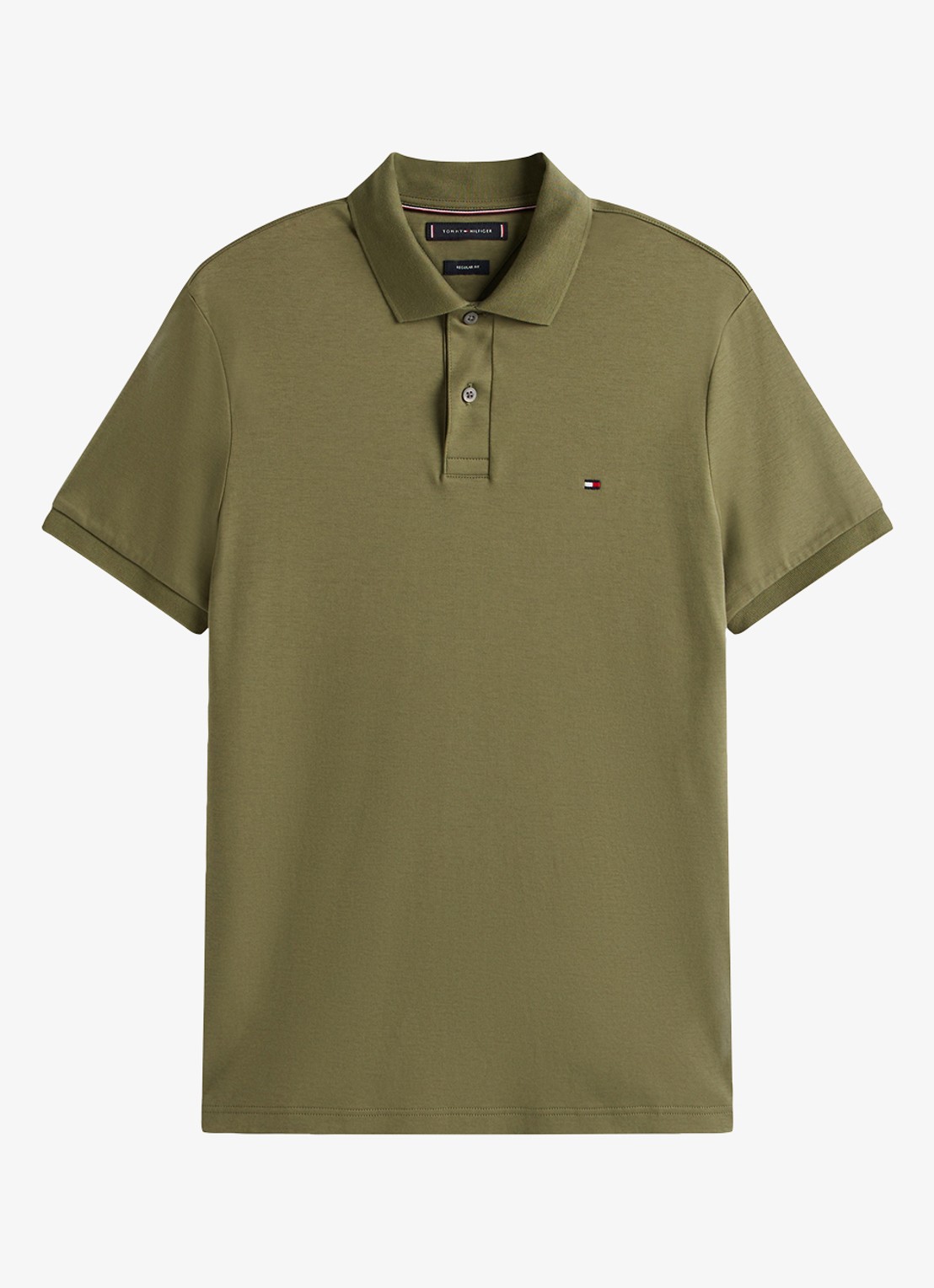 Tommy Hilfiger Regular fit polo met logo - voorkant 3 battle green-pli / groen