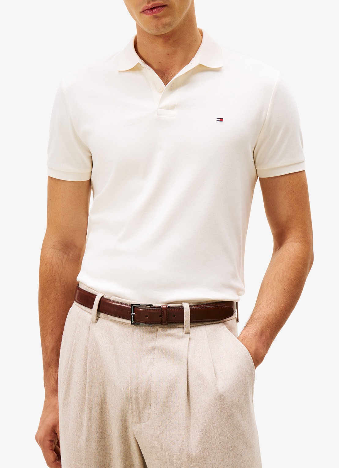 Tommy Hilfiger Regular fit polo met logo - detail 4 wit
