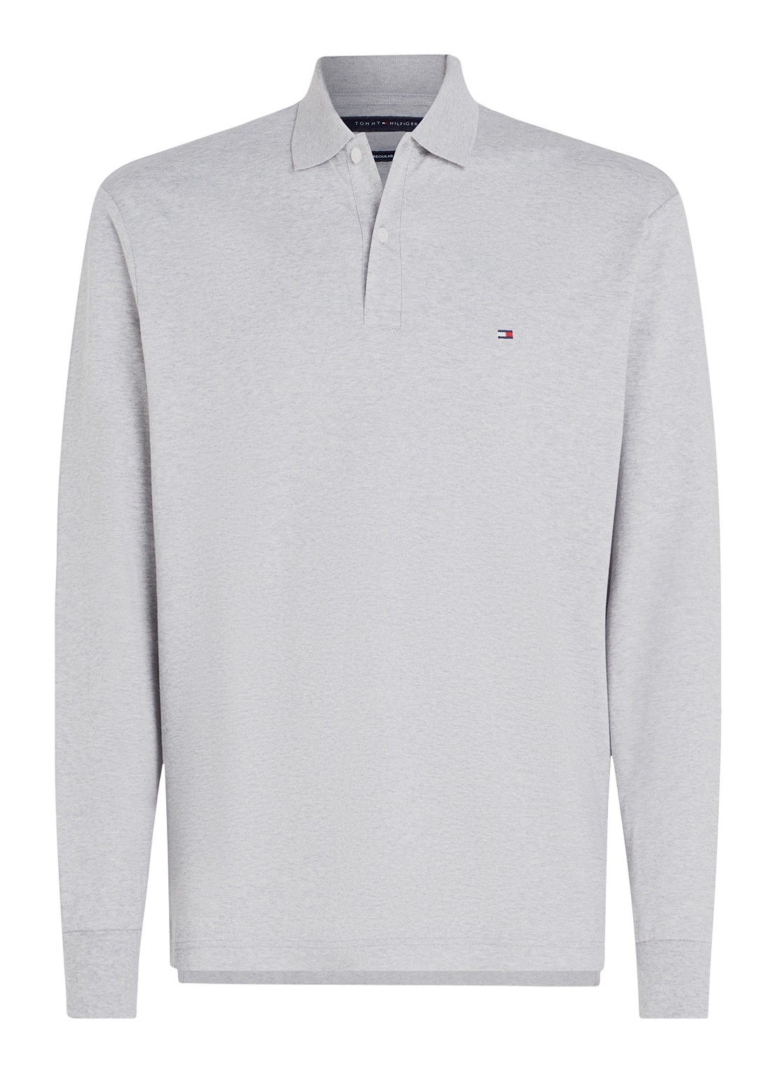 Tommy Hilfiger Regular fit polo met logo - voorkant grijsmele