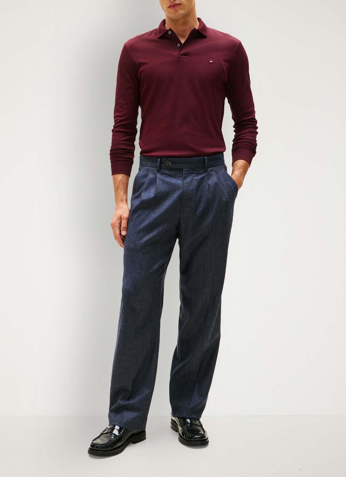 Tommy Hilfiger Regular fit polo met logo - voorkant 2 bordeauxrood