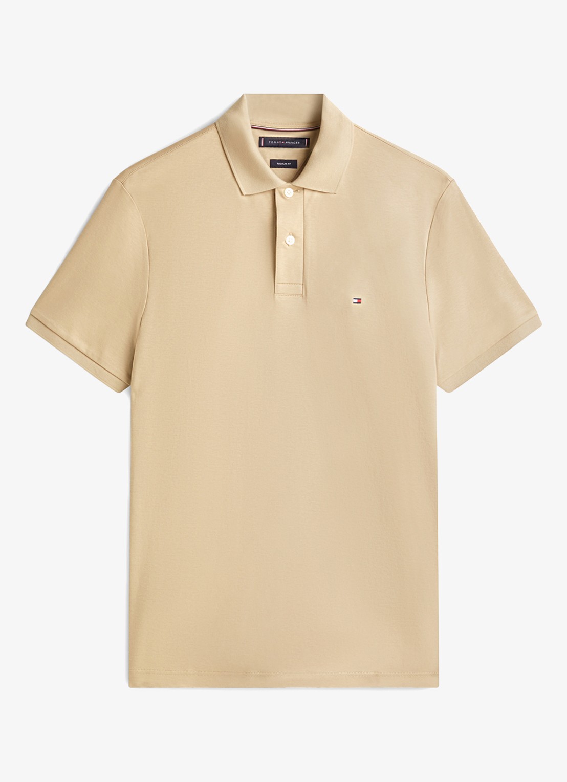 Tommy Hilfiger Regular fit polo met logo - voorkant sandalwood-rbt / bruin