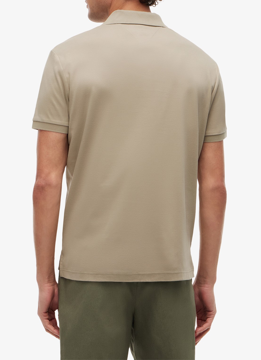 Tommy Hilfiger Regular fit polo met logo - achterkant 5 donkerbeige