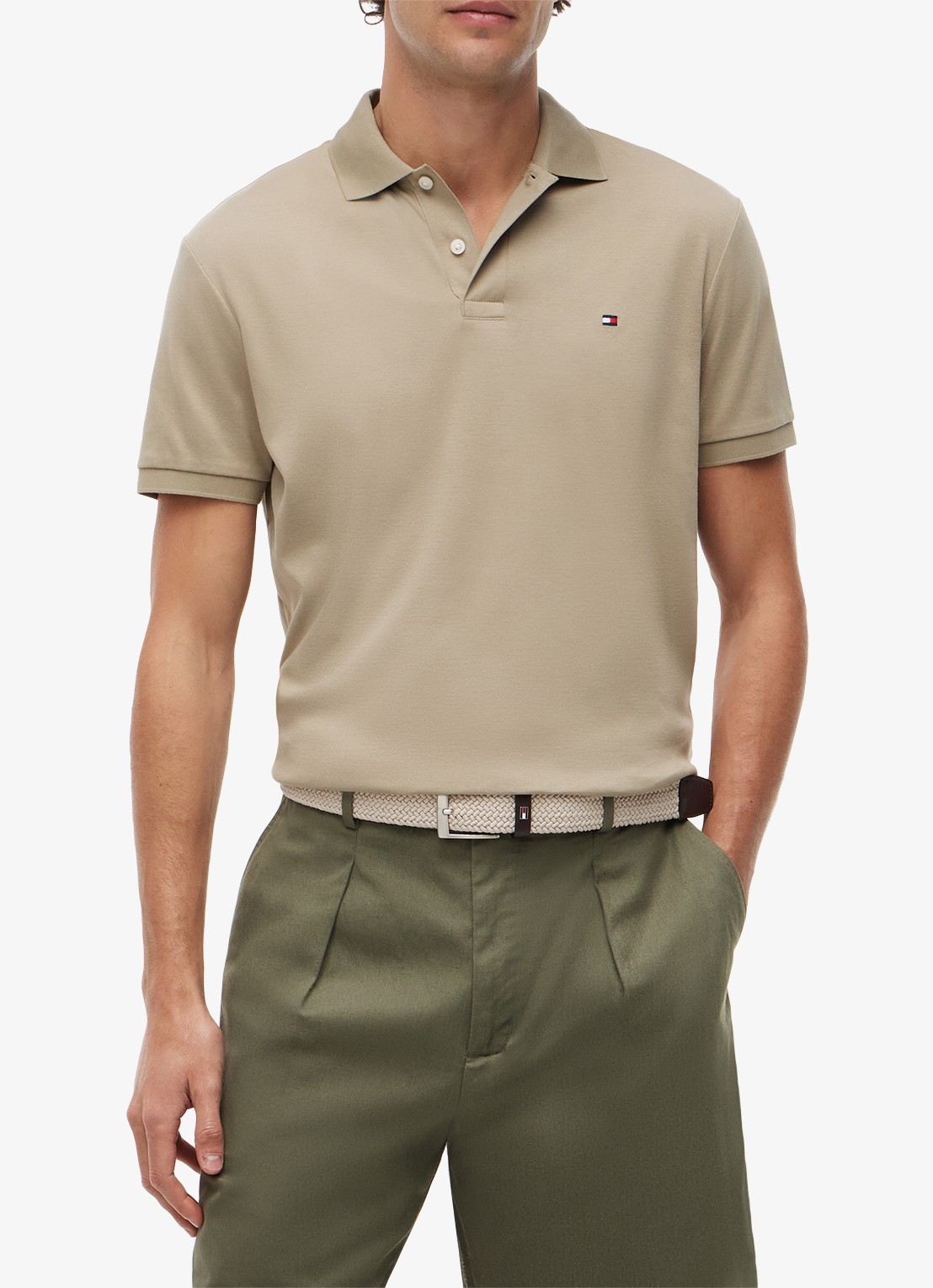 Tommy Hilfiger Regular fit polo met logo - detail 3 donkerbeige