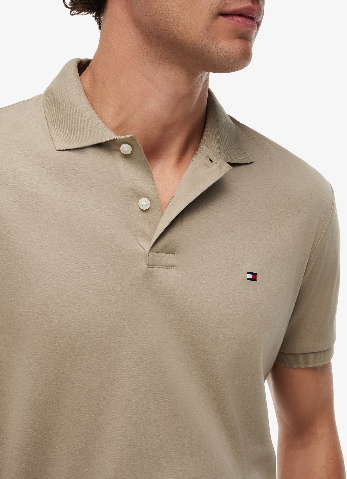 Tommy Hilfiger Regular fit polo met logo - detail 4 donkerbeige