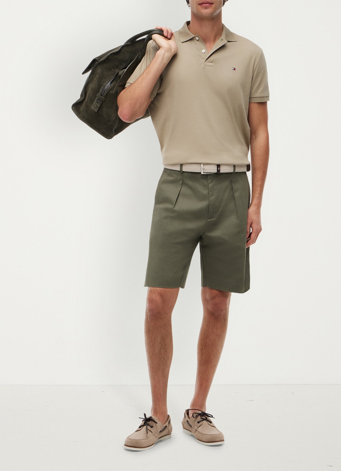 Tommy Hilfiger Regular fit polo met logo - voorkant 2 donkerbeige