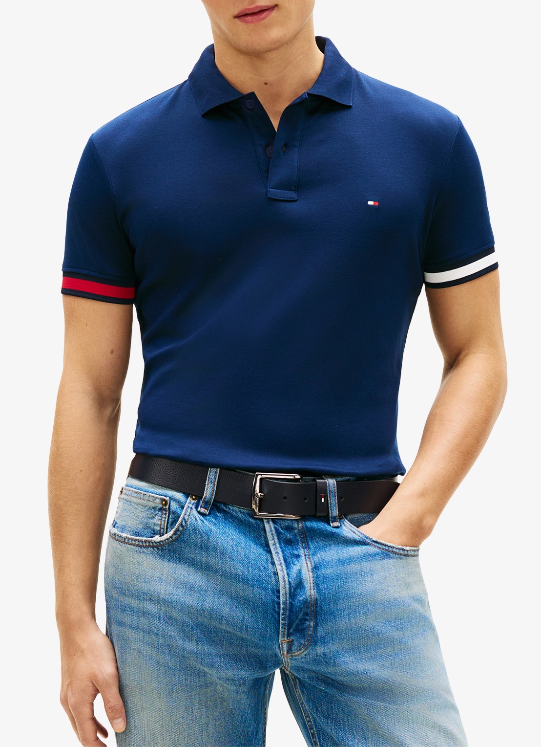 Tommy Hilfiger Regular fit polo met logo - detail 4 donkerblauw