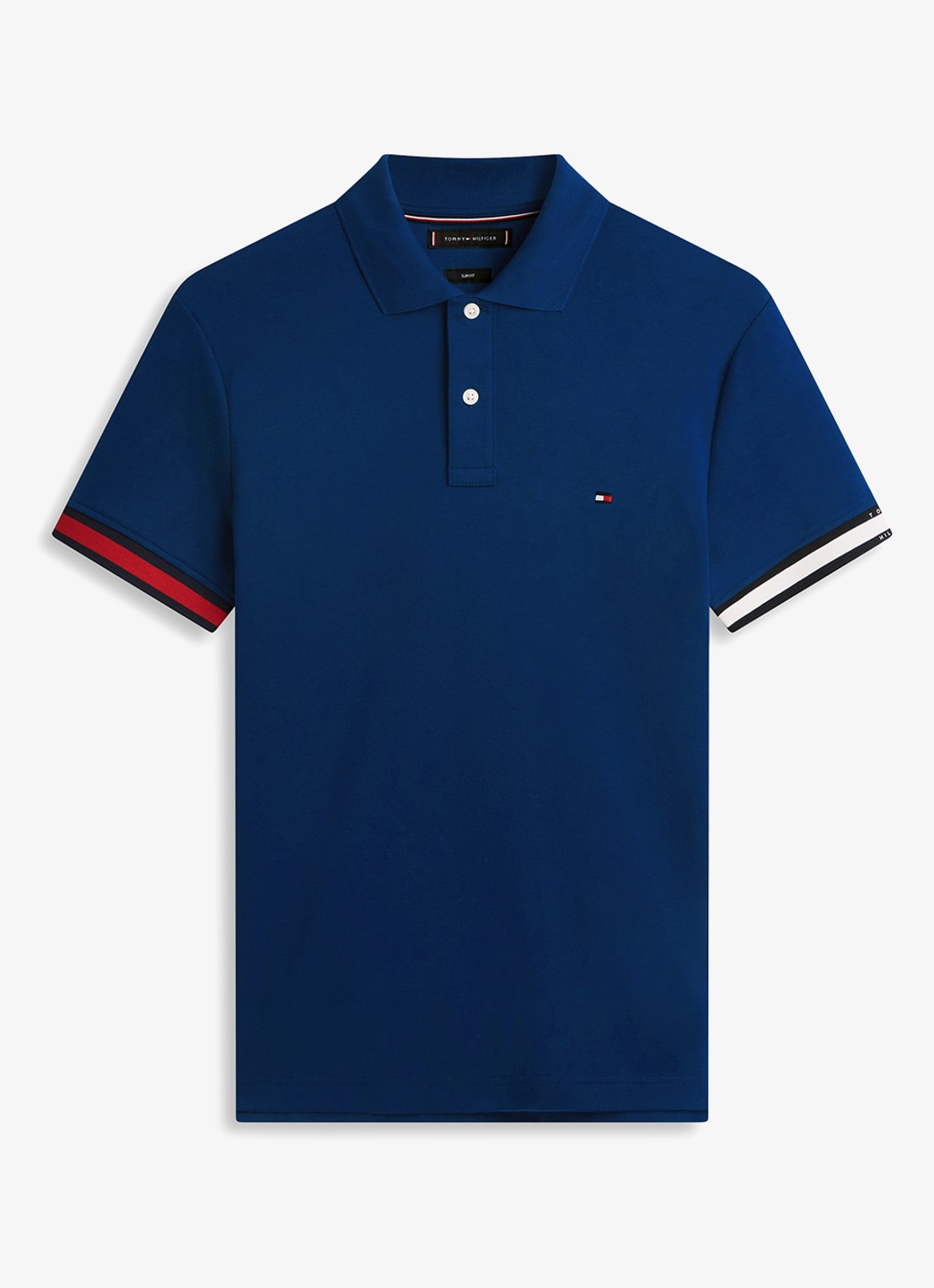 Tommy Hilfiger Regular fit polo met logo - voorkant donkerblauw