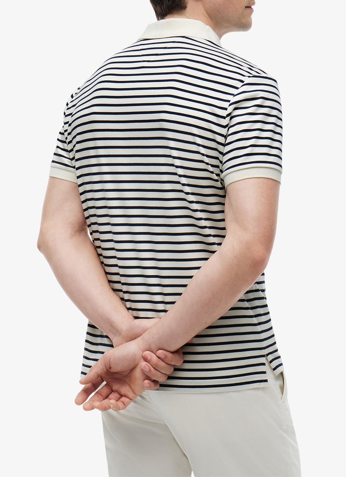 Tommy Hilfiger Regular fit polo met logo - achterkant 3 ivory petal / navy blue-0fa / blauw