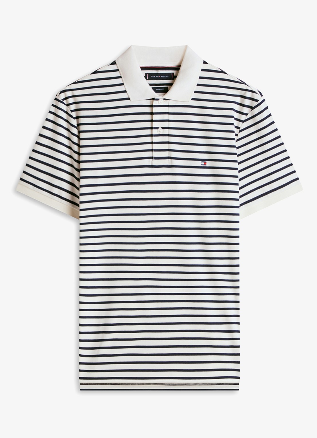 Tommy Hilfiger Regular fit polo met logo - voorkant ivory petal / navy blue-0fa / blauw