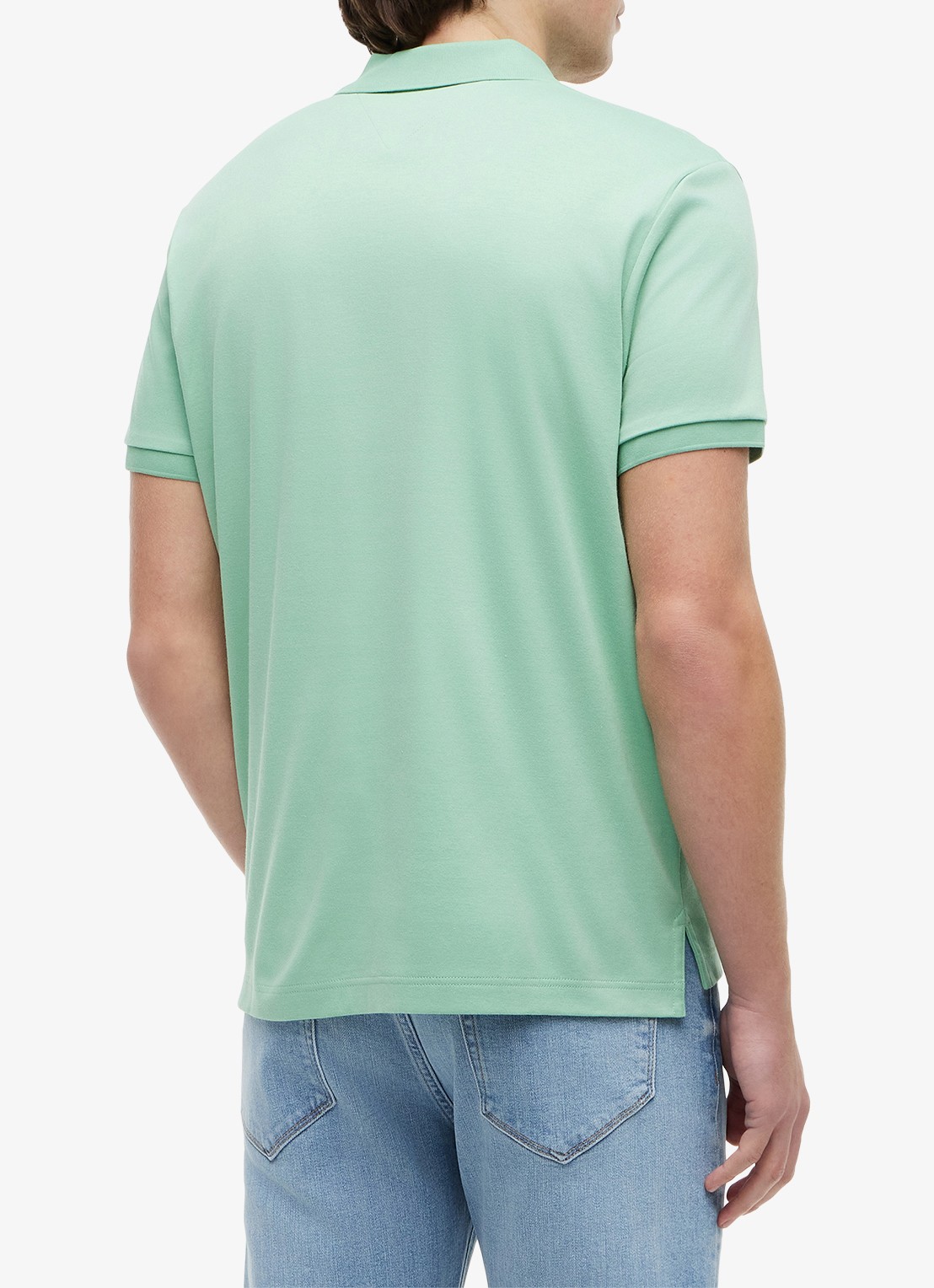 Tommy Hilfiger Regular fit polo met logo - achterkant 5 cut grass-l1a / groen