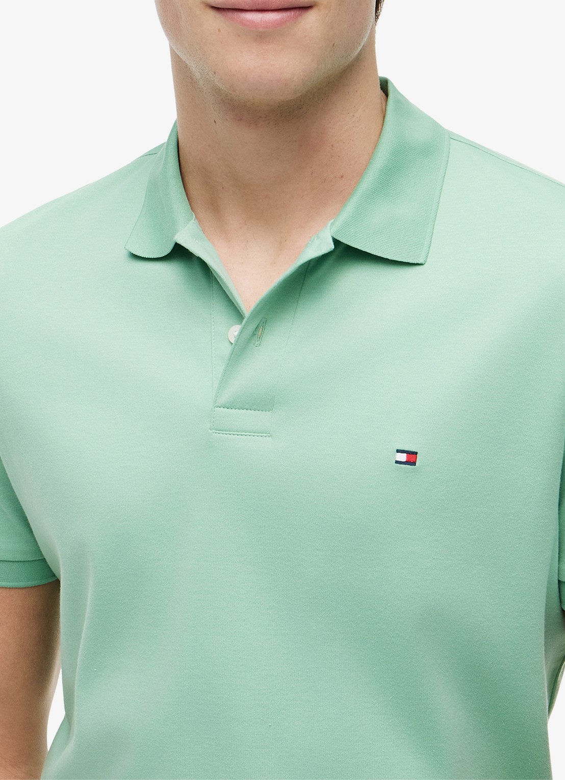 Tommy Hilfiger Regular fit polo met logo - detail 4 cut grass-l1a / groen