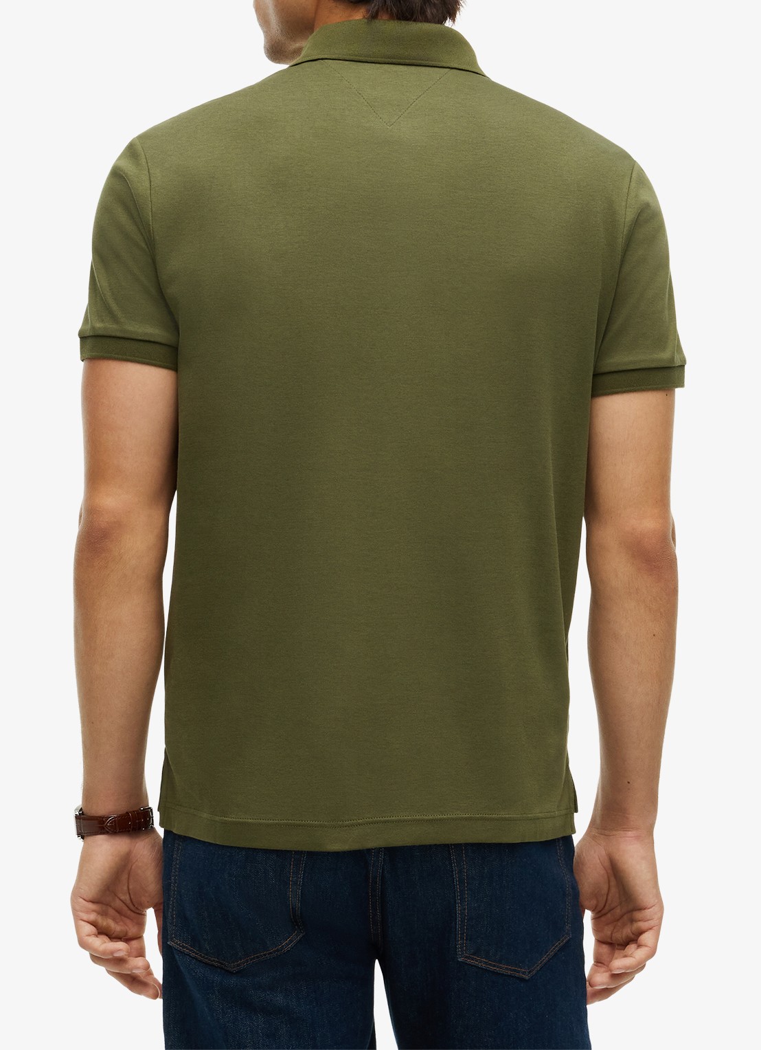 Tommy Hilfiger Regular fit polo met logo - achterkant 3 huntsman green-mt1 / groen