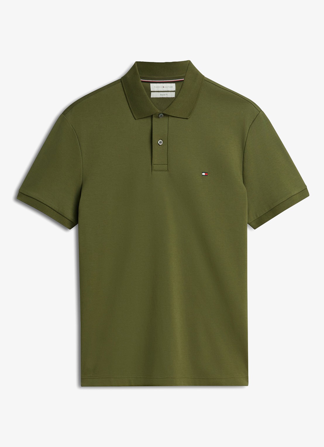 Tommy Hilfiger Regular fit polo met logo - voorkant 4 huntsman green-mt1 / groen