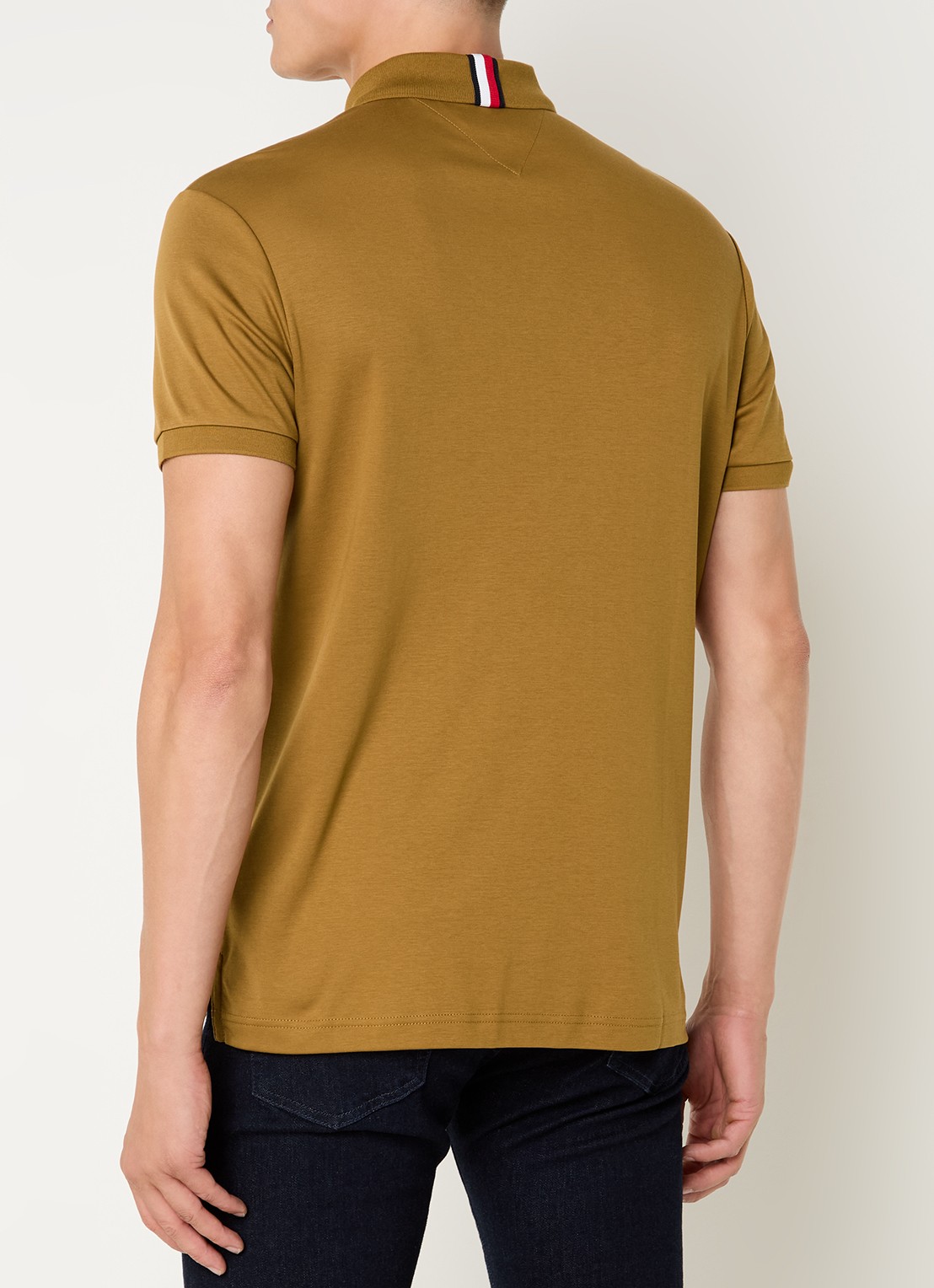 Tommy Hilfiger Regular fit polo met logoborduring - achterkant 4 okergeel