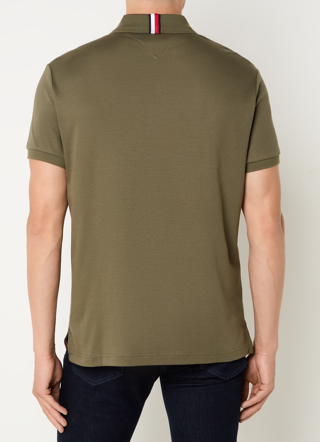 Tommy Hilfiger Regular fit polo met logoborduring - achterkant 4 legergroen