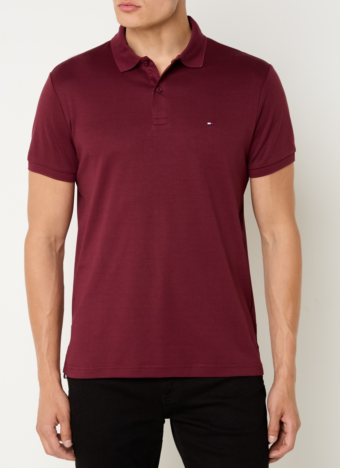 Tommy Hilfiger Regular fit polo met logoborduring - detail 4 bordeauxrood
