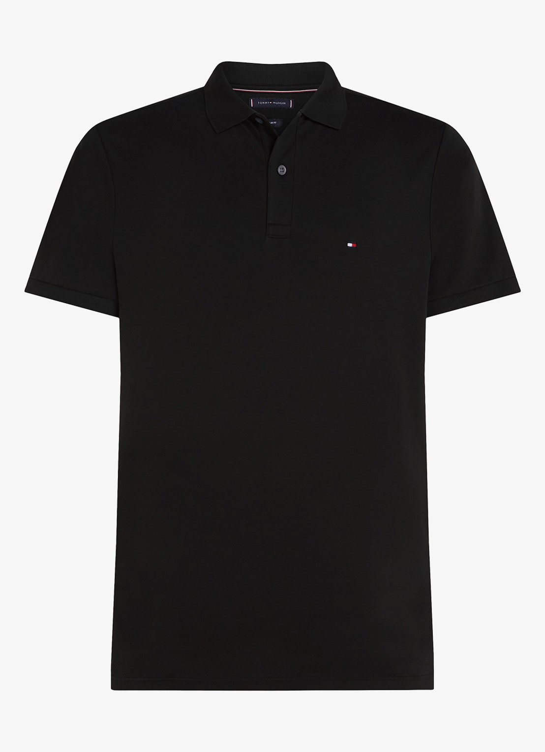 Tommy Hilfiger Regular fit polo met logoborduring - voorkant zwart