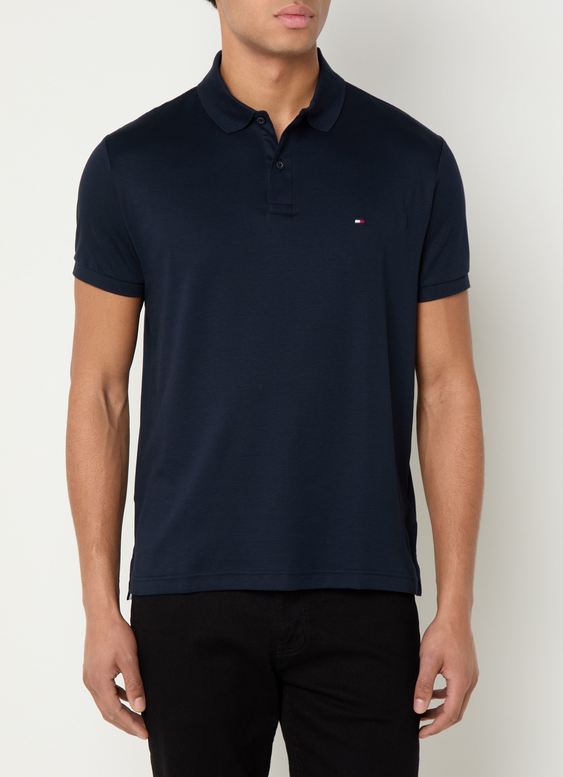 Tommy Hilfiger Regular fit polo met logoborduring - detail 2 donkerblauw