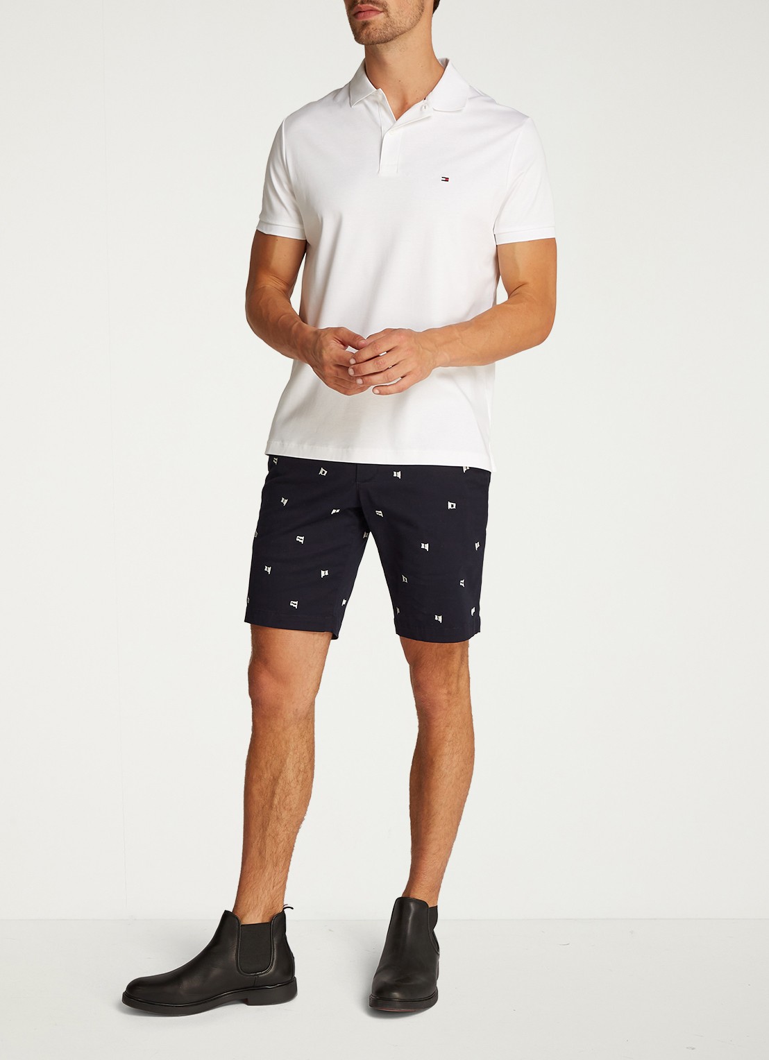 Tommy Hilfiger Regular fit polo met logoborduring - voorkant 3 wit